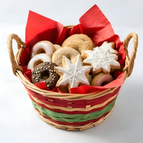 一篮子圣诞主题元素饼干摄影图片